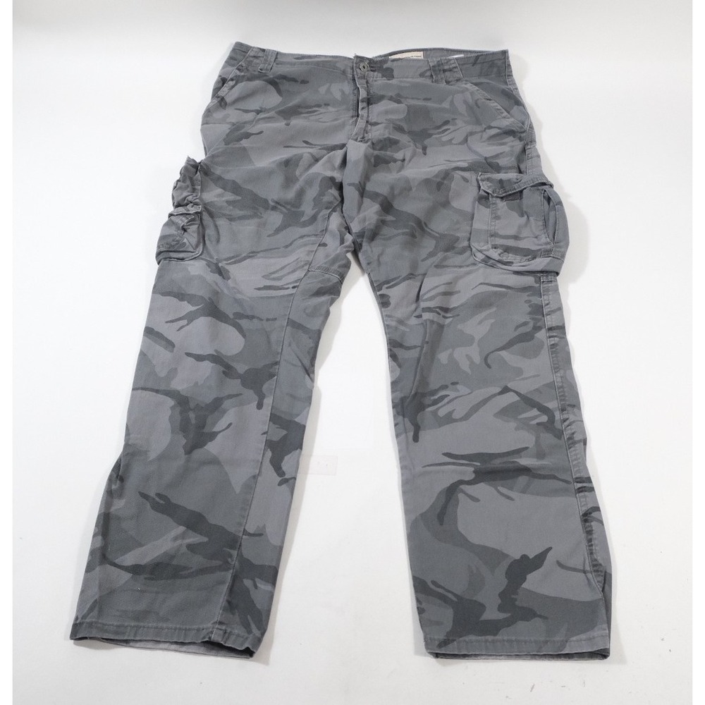 Wrangler Cargo Pants Mens 40x32 Grey Camo Regular Taper Utility
